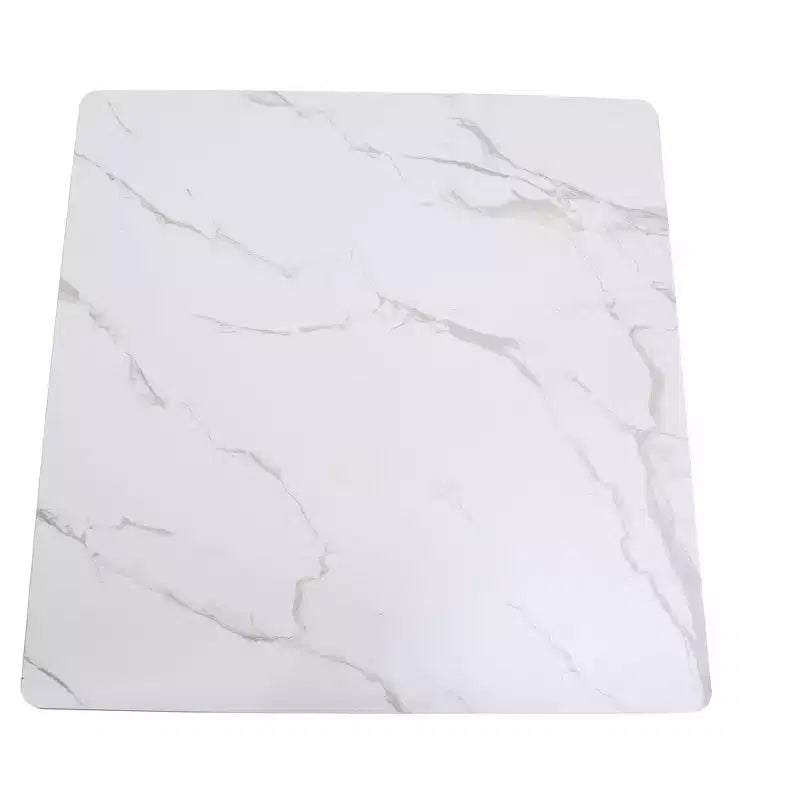 Tavolo da pranzo quadrato LeisureMod Bristol – Piano in MDF bianco marmorizzato con base a piedistallo in acciaio color oro, per cucina moderna, sala da pranzo, bar, piccoli appartamenti