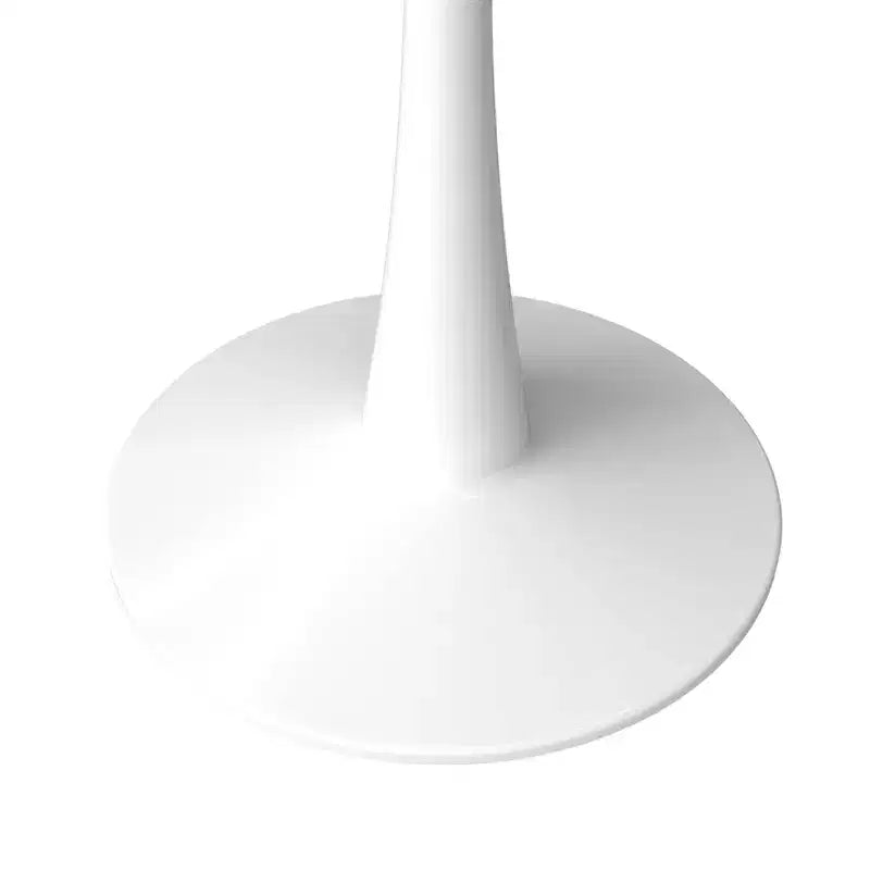 Tavolo da pranzo quadrato LeisureMod Bristol con ripiano in MDF effetto marmo bianco e base a piedistallo in acciaio bianco per cucina e sala da pranzo moderne
