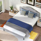 Struttura letto imbottita BestMassage con testiera, base per materasso in tessuto, nessun sommier richiesto (grigio, queen size)