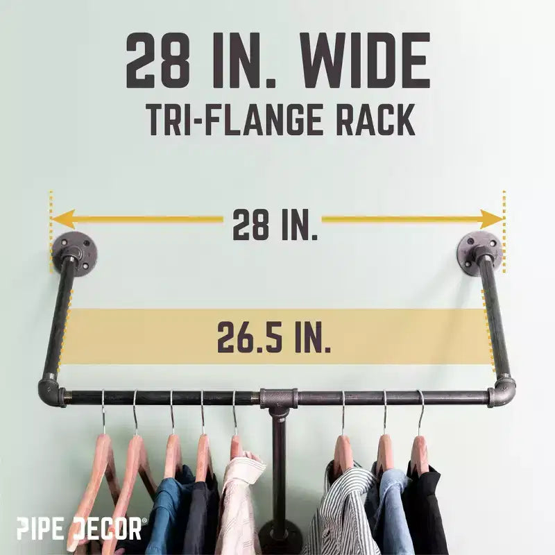 Appendiabiti da parete a tre flange da 28 pollici di PIPE DECOR