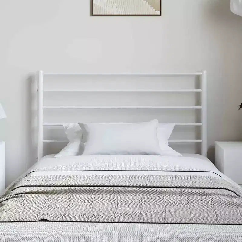 vidaXL Testiera in Metallo da 90 cm per Letti Singoli/Singoli XL, Testiera Durevole in Acciaio per Camera da Letto Moderna Minimalista, Montaggio Semplice, Bianca