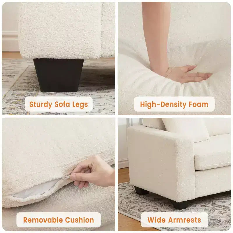 Divano moderno a 3 posti da 83 pollici, divano con seduta profonda e braccioli ampi, divanetto oversize con fodera rimovibile e lavabile, divano Cloud in peluche per camera da letto, appartamento