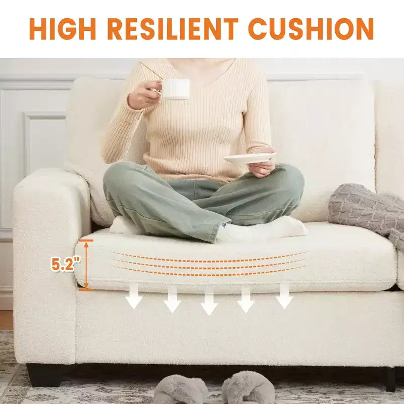 Divano moderno a 3 posti da 83 pollici, divano con seduta profonda e braccioli ampi, divanetto oversize con fodera rimovibile e lavabile, divano Cloud in peluche per camera da letto, appartamento