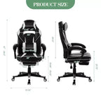 Sedia da gaming, Sedia da gaming con poggiapiedi e supporto lombare massaggiante, Design ergonomico, Poltrona reclinabile in pelle PU con schienale alto e poggiatesta, Rotazione a 360°