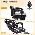 Sedia da gaming, Sedia da gaming con poggiapiedi e supporto lombare massaggiante, Design ergonomico, Poltrona reclinabile in pelle PU con schienale alto e poggiatesta, Rotazione a 360°