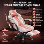 Sedia da gaming, Sedia da gaming con poggiapiedi e supporto lombare massaggiante, Design ergonomico, Poltrona reclinabile in pelle PU con schienale alto e poggiatesta, Rotazione a 360°