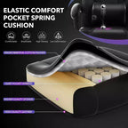 Sedia da gaming, Sedia da gaming con poggiapiedi e supporto lombare massaggiante, Design ergonomico, Poltrona reclinabile in pelle PU con schienale alto e poggiatesta, Rotazione a 360°