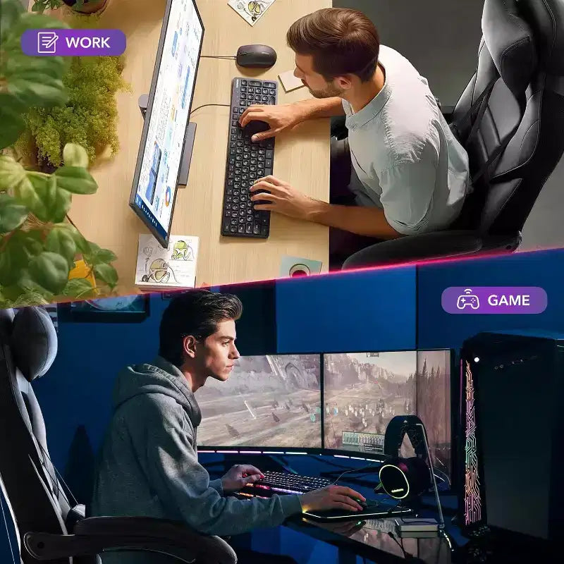 Sedia da gaming, Sedia da gaming con poggiapiedi e supporto lombare massaggiante, Design ergonomico, Poltrona reclinabile in pelle PU con schienale alto e poggiatesta, Rotazione a 360°