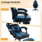 Sedia da gaming, Sedia da gaming con poggiapiedi e supporto lombare massaggiante, Design ergonomico, Poltrona reclinabile in pelle PU con schienale alto e poggiatesta, Rotazione a 360°