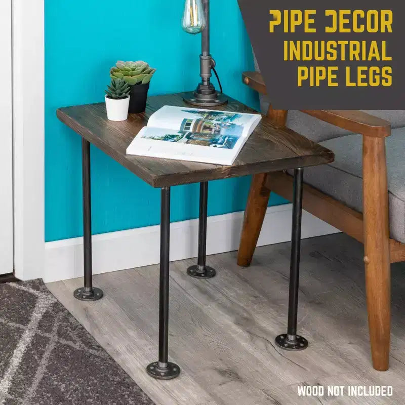 Pipe Decor - Gambe per tavolo con flangia rotonda, 1/2" x 18", confezione da 4