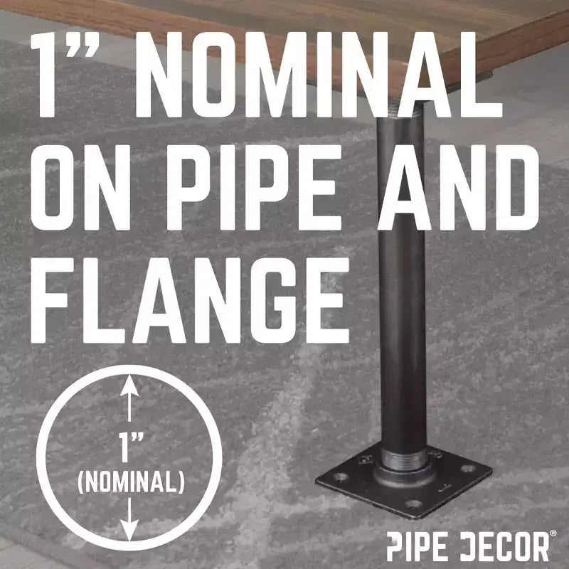 Pipe Decor 1 poll. x 18 poll. Gambe del tavolo a tubo con flangia quadrata - Confezione da 4