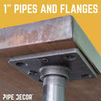 Pipe Decor 1 poll. x 18 poll. Gambe del tavolo a tubo con flangia quadrata - Confezione da 4