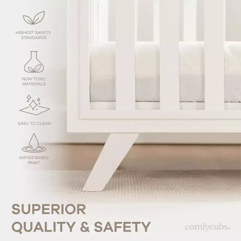 Culla per neonati Comfy Cubs da 0 a 3 anni - Altezza del materasso regolabile - Portata 36 kg per cameretta