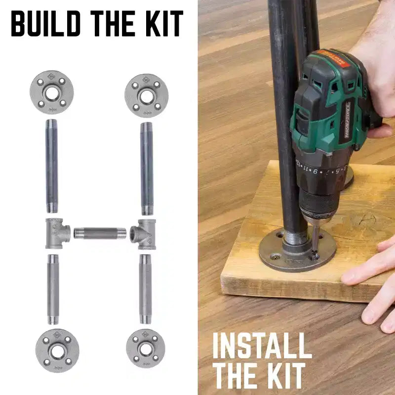 Pipe Decor Kit tubi con flange rotonde da 3/4" H per gambe di panche