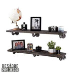 RESTORE Mensole Nere Boulder da 36 pollici con Staffe a L di Pipe Decor