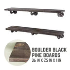 RESTORE Mensole Nere Boulder da 36 pollici con Staffe a L di Pipe Decor