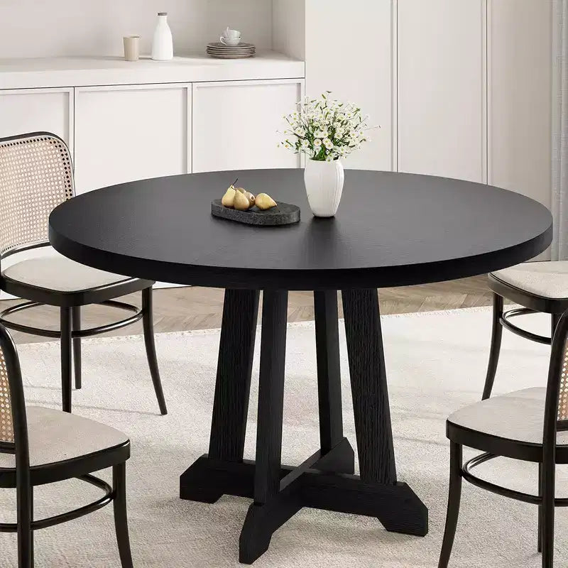 Tavolo da pranzo rotondo da 119 cm per 4-6 persone, mobili in legno, tavolo da pranzo circolare con piedistallo per sala da pranzo, cucina, soggiorno, salvaspazio