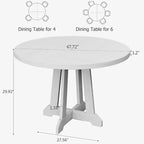 Tavolo da pranzo rotondo da 119 cm per 4-6 persone, mobili in legno, tavolo da pranzo circolare con piedistallo per sala da pranzo, cucina, soggiorno, salvaspazio