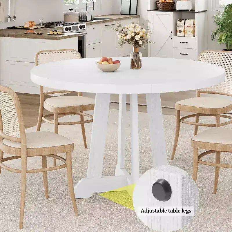 Tavolo da pranzo rotondo da 119 cm per 4-6 persone, mobili in legno, tavolo da pranzo circolare con piedistallo per sala da pranzo, cucina, soggiorno, salvaspazio