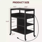 Carrello Porta Stampante a 3 Livelli con Contenitore e Stazione di Ricarica, Carrello Mobile per Stampante con 4 Prese e 2 Porte USB, Organizer Multilivello per l'Ufficio Domestico