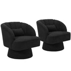 Poltrona a botte girevole, poltrona imbottita in velluto a 360 gradi con schienale a righe, design ergonomico, adatta per soggiorno, camera da letto, giardino, ecc.