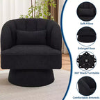 Poltrona a botte girevole, poltrona imbottita in velluto a 360 gradi con schienale a righe, design ergonomico, adatta per soggiorno, camera da letto, giardino, ecc.