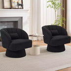 Poltrona a botte girevole, poltrona imbottita in velluto a 360 gradi con schienale a righe, design ergonomico, adatta per soggiorno, camera da letto, giardino, ecc.