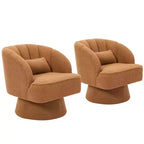 Poltrona a botte girevole, poltrona imbottita in velluto a 360 gradi con schienale a righe, design ergonomico, adatta per soggiorno, camera da letto, giardino, ecc.