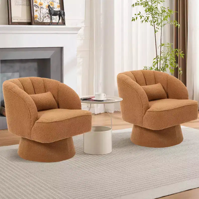 Poltrona a botte girevole, poltrona imbottita in velluto a 360 gradi con schienale a righe, design ergonomico, adatta per soggiorno, camera da letto, giardino, ecc.