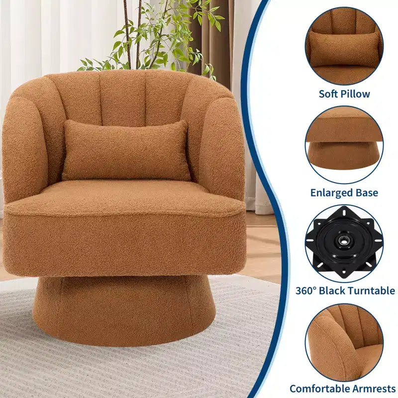 Poltrona a botte girevole, poltrona imbottita in velluto a 360 gradi con schienale a righe, design ergonomico, adatta per soggiorno, camera da letto, giardino, ecc.