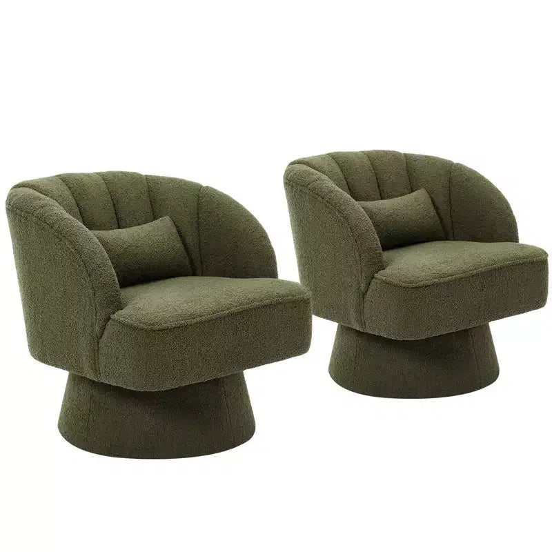 Poltrona a botte girevole, poltrona imbottita in velluto a 360 gradi con schienale a righe, design ergonomico, adatta per soggiorno, camera da letto, giardino, ecc.