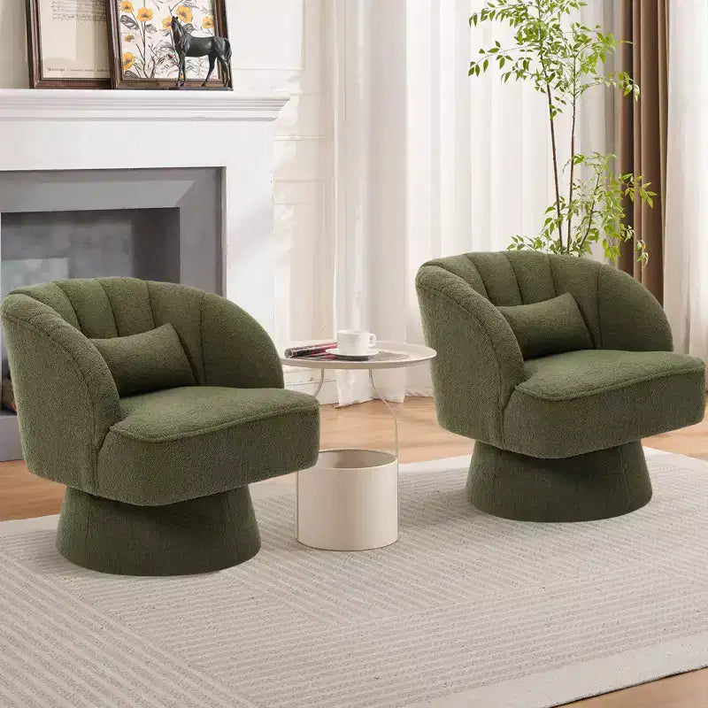 Poltrona a botte girevole, poltrona imbottita in velluto a 360 gradi con schienale a righe, design ergonomico, adatta per soggiorno, camera da letto, giardino, ecc.