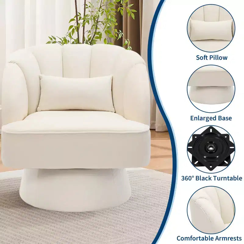 Poltrona a botte girevole, poltrona imbottita in velluto a 360 gradi con schienale a righe, design ergonomico, adatta per soggiorno, camera da letto, giardino, ecc.