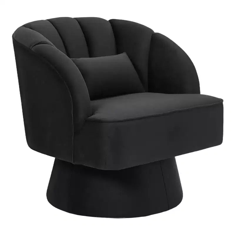 Poltrona a botte girevole, poltrona imbottita in velluto a 360 gradi con schienale a righe, design ergonomico, adatta per soggiorno, camera da letto, giardino, ecc.