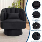 Poltrona a botte girevole, poltrona imbottita in velluto a 360 gradi con schienale a righe, design ergonomico, adatta per soggiorno, camera da letto, giardino, ecc.