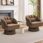 Poltrona a botte girevole, poltrona imbottita in velluto a 360 gradi con schienale a righe, design ergonomico, adatta per soggiorno, camera da letto, giardino, ecc.
