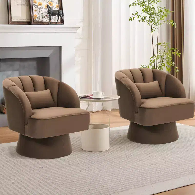Poltrona a botte girevole, poltrona imbottita in velluto a 360 gradi con schienale a righe, design ergonomico, adatta per soggiorno, camera da letto, giardino, ecc.