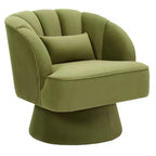 Poltrona a botte girevole, poltrona imbottita in velluto a 360 gradi con schienale a righe, design ergonomico, adatta per soggiorno, camera da letto, giardino, ecc.