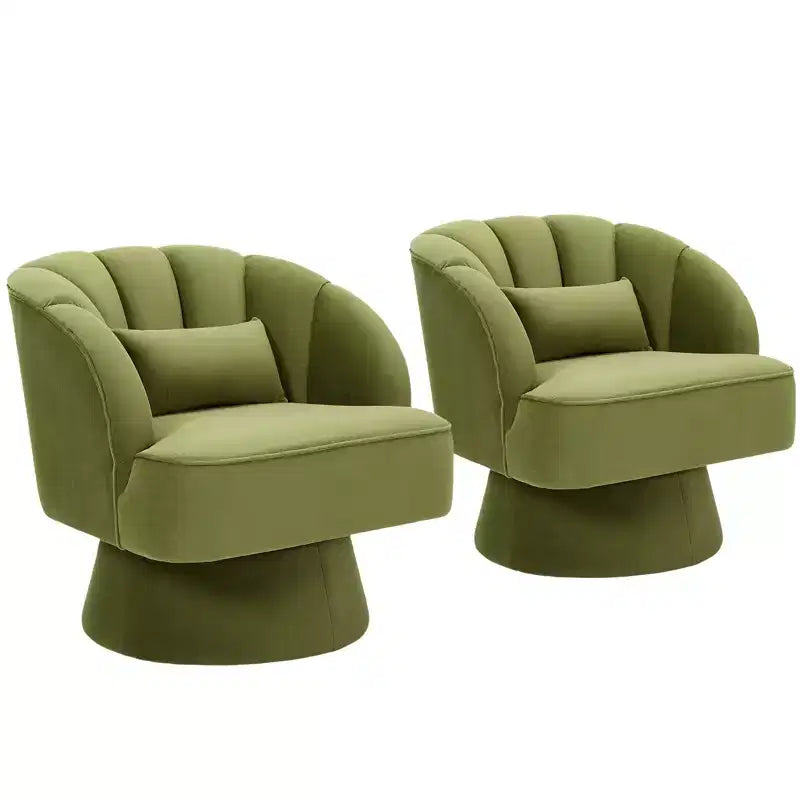 Poltrona a botte girevole, poltrona imbottita in velluto a 360 gradi con schienale a righe, design ergonomico, adatta per soggiorno, camera da letto, giardino, ecc.