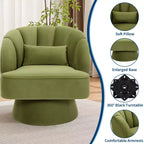 Poltrona a botte girevole, poltrona imbottita in velluto a 360 gradi con schienale a righe, design ergonomico, adatta per soggiorno, camera da letto, giardino, ecc.