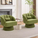 Poltrona a botte girevole, poltrona imbottita in velluto a 360 gradi con schienale a righe, design ergonomico, adatta per soggiorno, camera da letto, giardino, ecc.
