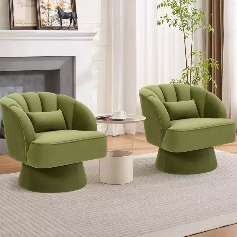 Poltrona a botte girevole, poltrona imbottita in velluto a 360 gradi con schienale a righe, design ergonomico, adatta per soggiorno, camera da letto, giardino, ecc.
