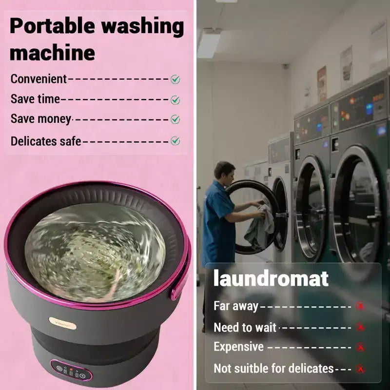 Lavatrice Portatile, Mini 13L Pieghevole Compatta Completamente Automatica - 3 Modalità, 2,3 kg Leggera per Camper/Dormitorio/Viaggio/Campeggio