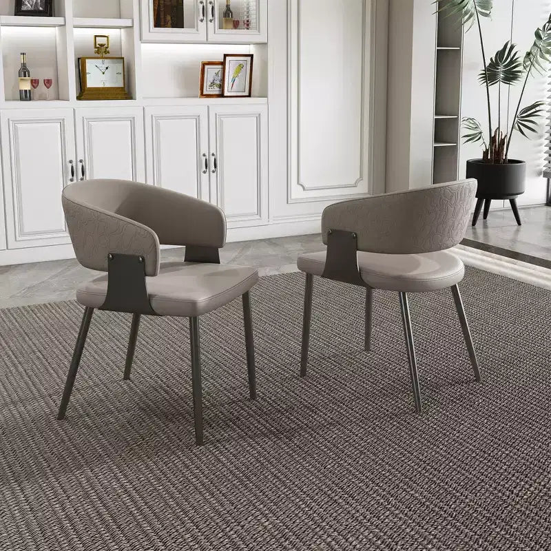 GDFStudio Haversham Modem Faux Leather Upholstered Dining Chairs with Curved Backrest (Set of 2)