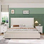 Acekool Letto contenitore imbottito in velluto a coste con cassetti, Struttura letto moderna a piattaforma