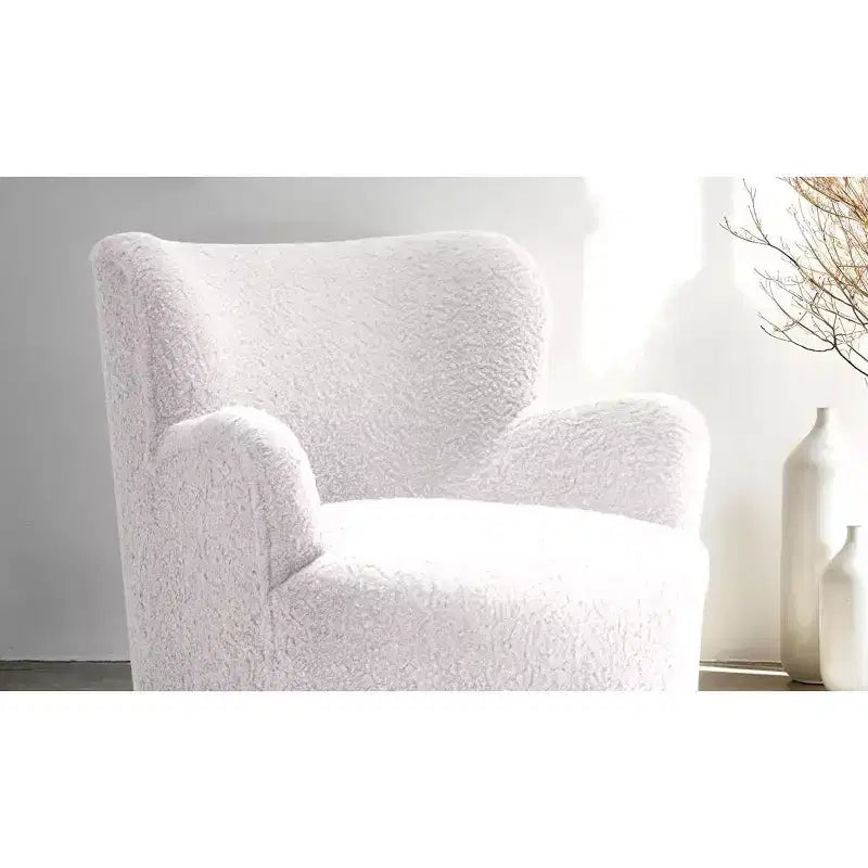 GDFStudio Suncook, poltrona moderna imbottita con schienale curvo e piedini a sfera