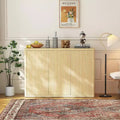 46.7 Wood Buffet Sideboard Cabinet with Storage, Modern Fluted Accent Credenza with Adjustable Shelves and 3 Doors, Coffee Bar for Home Natural