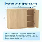 Mobile Credenza in Legno 46,7 con Ante, Madia Moderna Scanalata con Ripiani Regolabili e 3 Porte, Mobile Bar per Casa Naturale