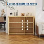 Mobile Credenza in Legno 46,7 con Ante, Madia Moderna Scanalata con Ripiani Regolabili e 3 Porte, Mobile Bar per Casa Naturale