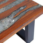 Tavolino da salotto multicolore in teak massiccio e legno di mango con resina trasparente